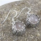 ROSE QUARTZ 925 STERLING SILVER EARRING