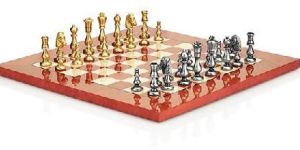 Wood And Metal Classical Ivory Red Chess Set