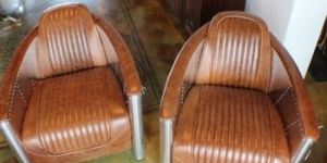 Industrial Metallic Aero Chair with Leather Seat