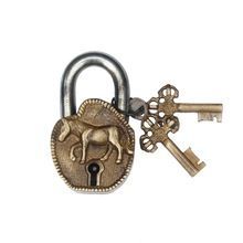 Carved Horse Figure Brass PadLock