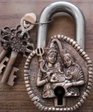 Door PadLock Carved with Lord Shiva Parvati