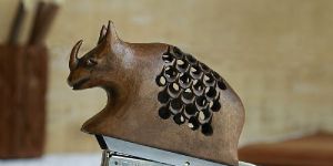 Wooden Hand Carved Office Stapler