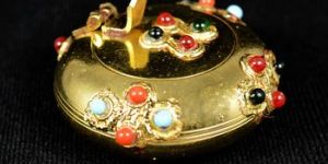 Antique Design Brass Stone Ashtray