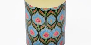 Blue Ikat Pattern Pillar Candle