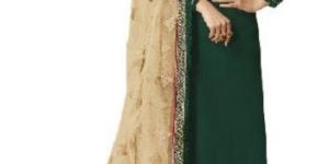 Green Color Heavy Resham Embroidery And Diamond Stone Work Semi-Stitched Salwar Kameez