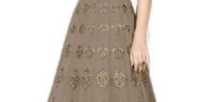 Justkartit Women's Net Embroidery Work Semi-Stitched Dress Material