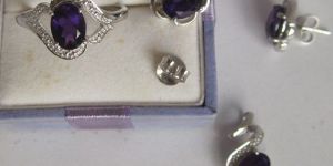 Amethsyt White Topaz White Gold Set