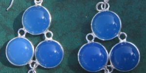 Blue Chelcedony Silver Earring