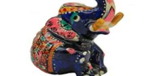 Metal Painting Sitting Elephant