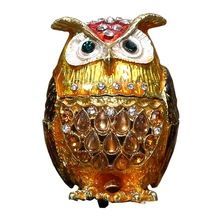 Zinc Alloy Owl White Stone Studded