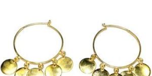 Gold Plated Stylish Indian Round Charm Brass Earring