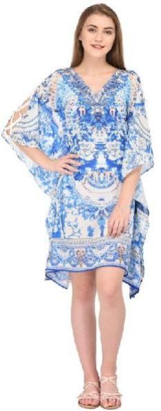 Blue Printed Designer Beach Wear Kaftan