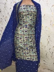 Blue Cotton Dress Material
