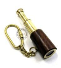 Nautical Brass and Wood Key Ring Telescope