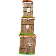 Set of 3 Wooden Bamboo Laundry Box