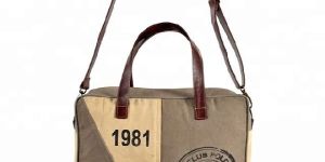 Leather Handle Canvas Laptop Bag
