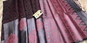 PURE KANCHEEPURAM HANDLOOM SOFT SILKS WITH SILVER NEEM ZARI WEAVES