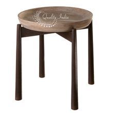 Round Wooden Top with Metallic Base Small Table