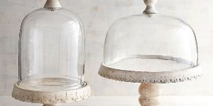 Wooden Cake Stands with Glass Domes