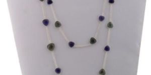 Aquamarine Rhodium Plated Sterling Silver Chain