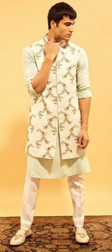White Jacket Style Indo Western Sherwani
