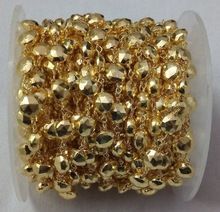 Gold Pyrite Faceted Coin Beaded Chain