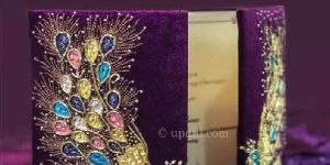 Peacock Hand Embroidered Invitation