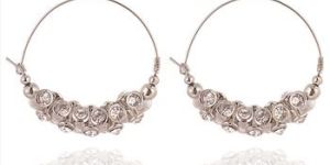 Earrings Silver Tone Zircon Stones