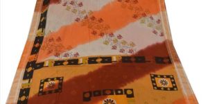 Vintage 100% pure cotton ethnic saree multi color printed sari craft fabric