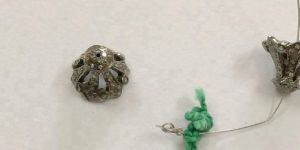 Flower Bead Cap Natural Pave Diamond Charms