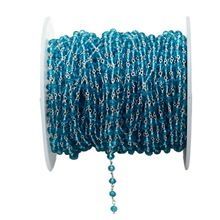 Blue Topaz Faceted Beaded 925 Sterling Silver Gemstone Rosary Chain