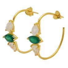 Multi Gemstone 925 Sterling Silver Hoop Earring