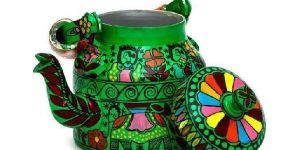 Madhubani Handpainted Kettle Green