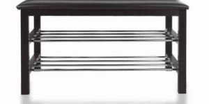 Leder Solid Wood Shoe Rack (Dark Brown)