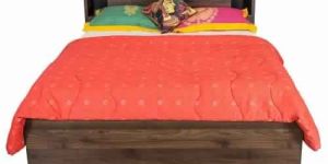 Milan Solid Wood King Size Bed (Walnut)