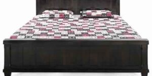 Spanice Solid Wood King Size Bed (Brown)