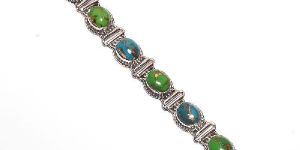 Copper Turquoise Gemstone 925 Sterling Silver Bracelet