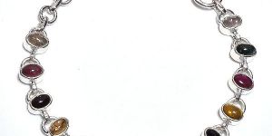 Multi Tourmaline Gemstone 925 Sterling Silver Bracelet