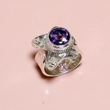 Natural Gemstone Amethyst Silver Ring
