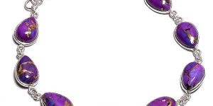 Purple Turquosie Gemstone Silver Bracelet