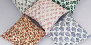 5 Pcs Set of Cushion Cover Hand Block Print Pillow Case 1616 Inches Size SSTHCC07