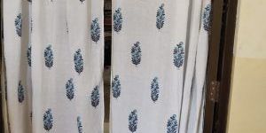Blue Colour Beautiful Tree Hand Block Print Sun Light Door Curtain