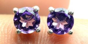 Sterling Silver Purple Amethyst Stud Earring