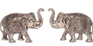 White Metal Elephants Pair