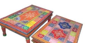 Wooden Coffee Table with Painting