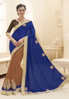 INDIAN WOMEN GEORGETTE BLUE SAREE