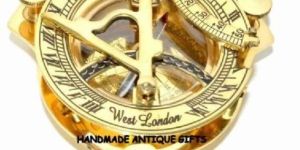 Handmade Triangle Shinny Gold Brass Sundial Compass