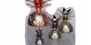 Pineapple Gold Copper Silver and Glass Storage Box Small