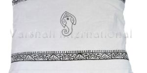 HAND BLOCK PRINTED WHITE CUSHION COVER