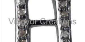 14k Gold Hair Pave Diamond Alphabet H Locket Letters Pendant